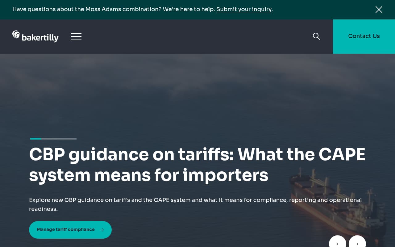 Baker Tilly website screenshot