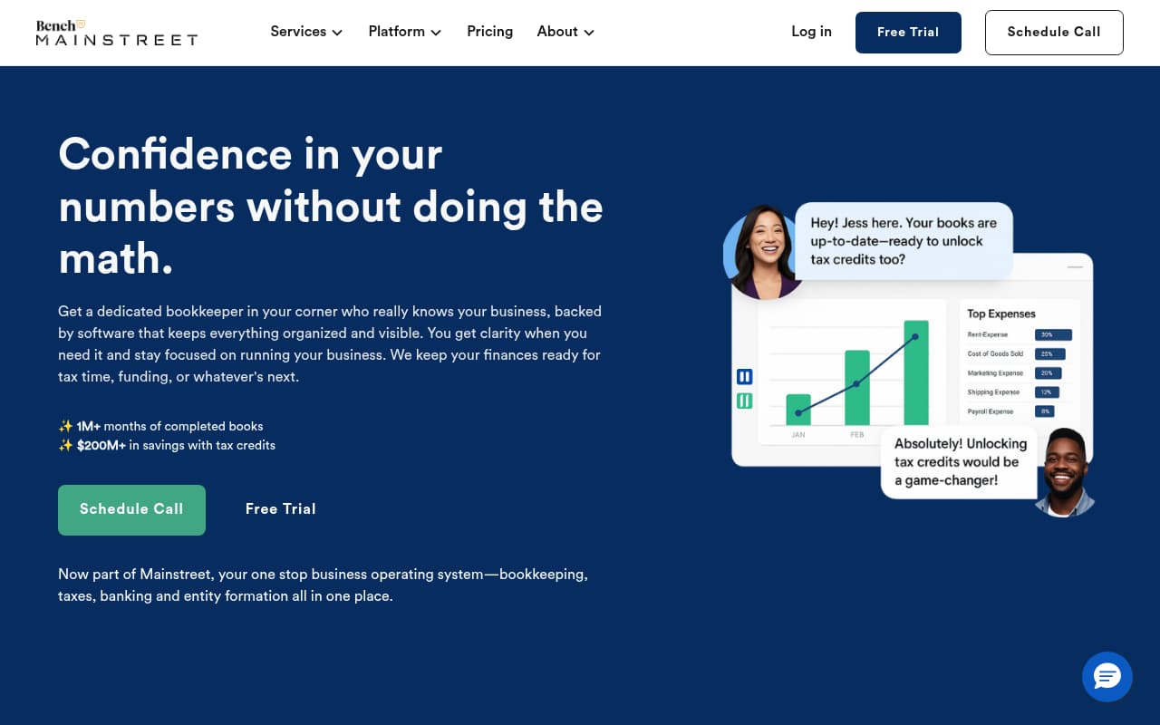 Bench Accounting website screenshot