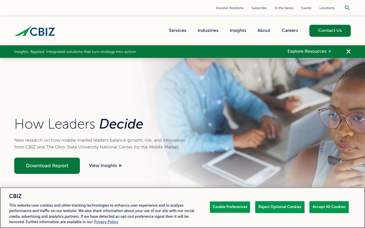 CBIZ website screenshot