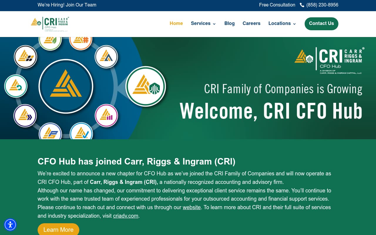 CFO Hub website screenshot