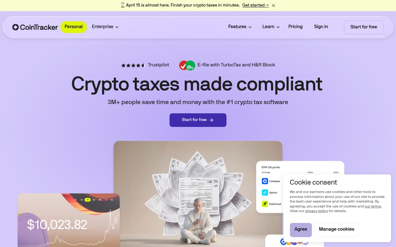 CoinTracker website screenshot