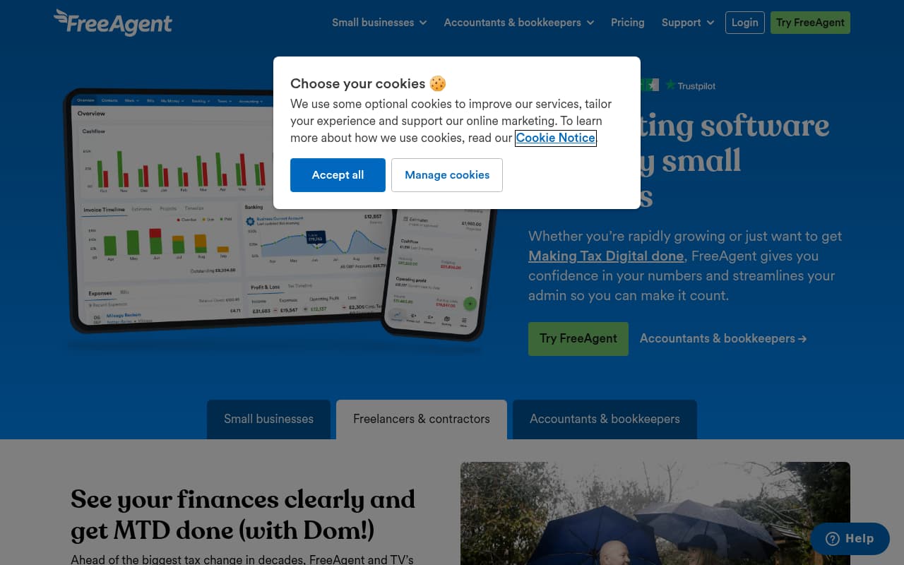 FreeAgent website screenshot