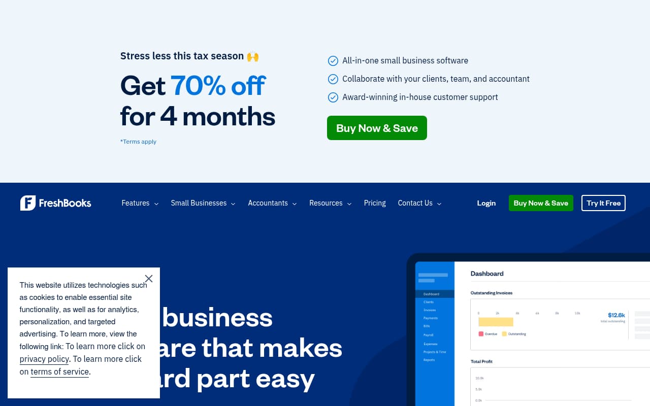 Freshbooks website screenshot