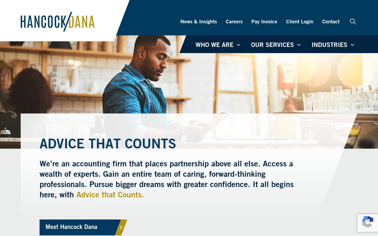 Hancock Dana website screenshot