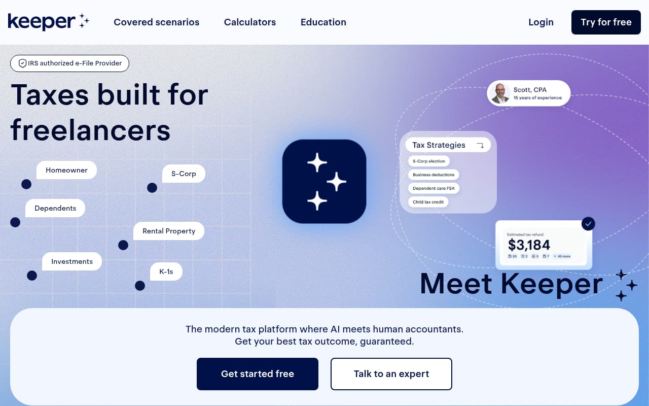 Keeper Tax website screenshot
