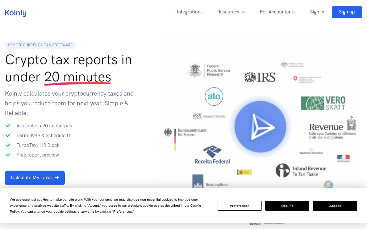 Koinly website screenshot