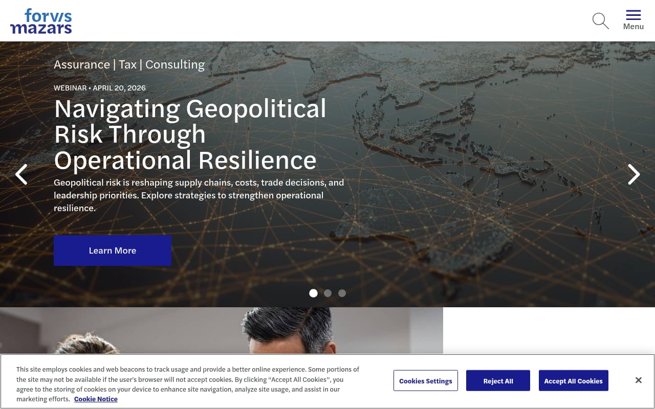 Mazars USA website screenshot