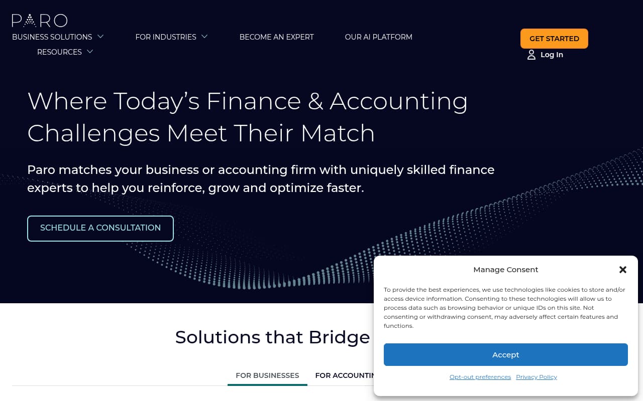 Paro website screenshot