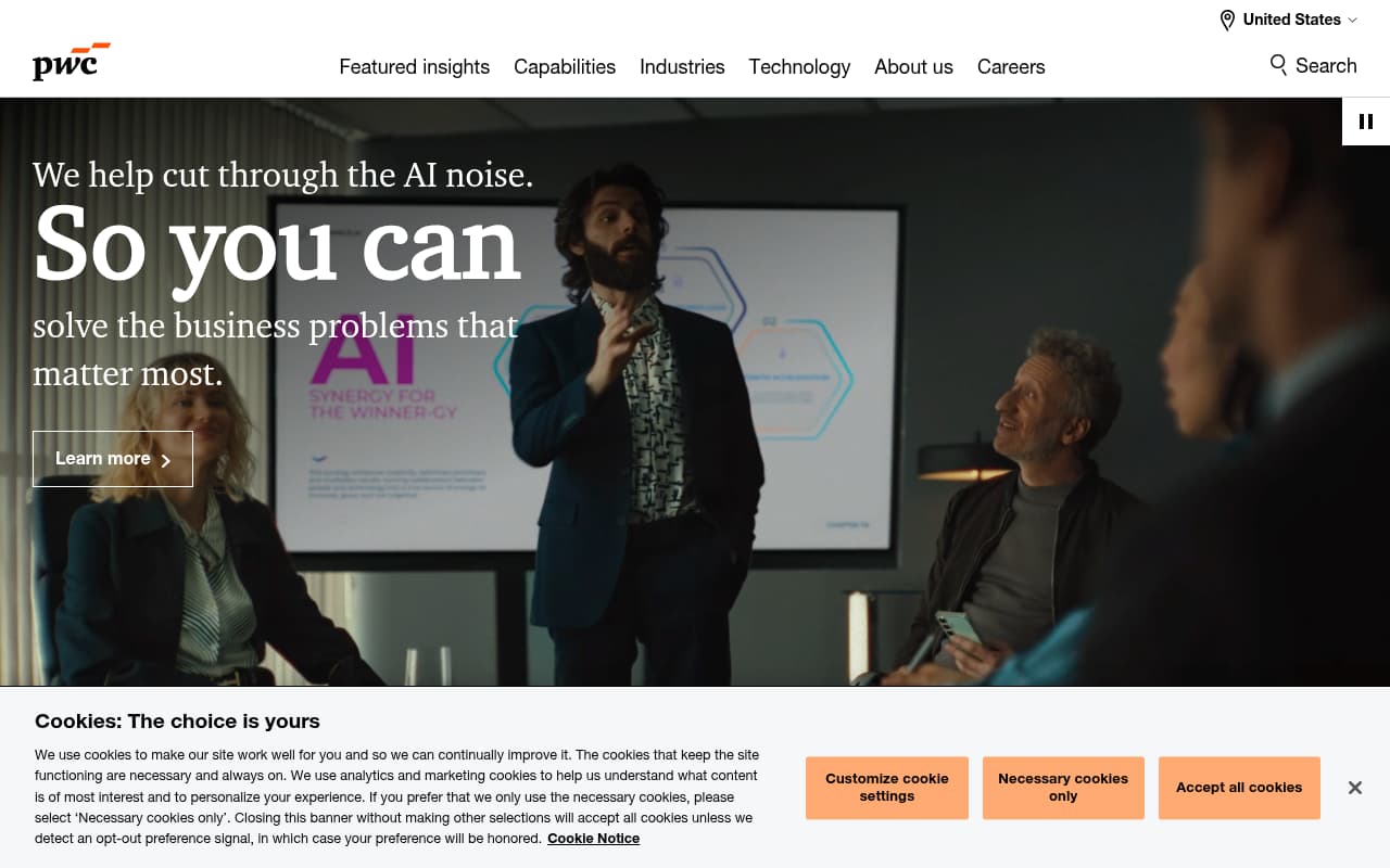 PricewaterhouseCoopers website screenshot