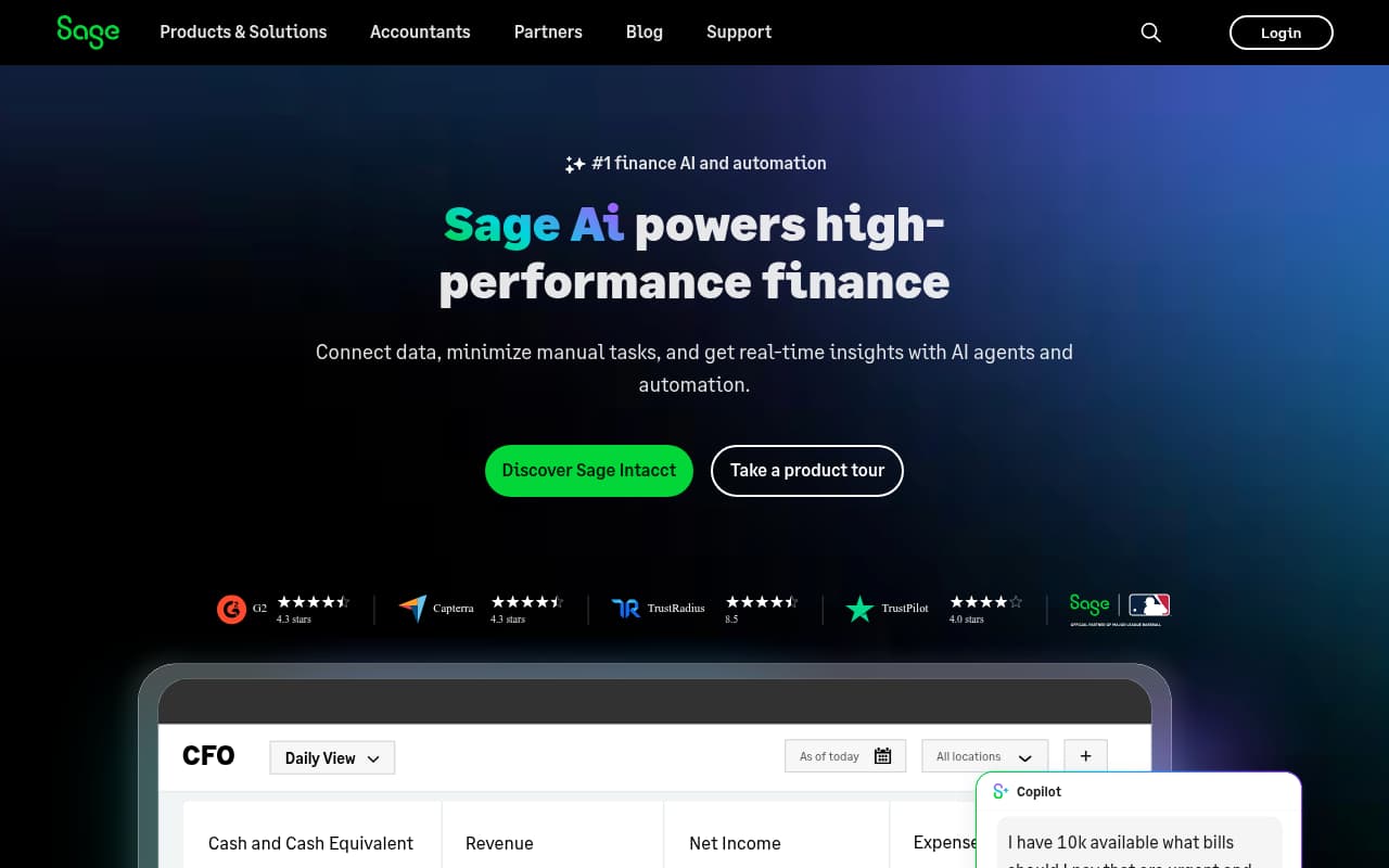 Sage Accounting website screenshot