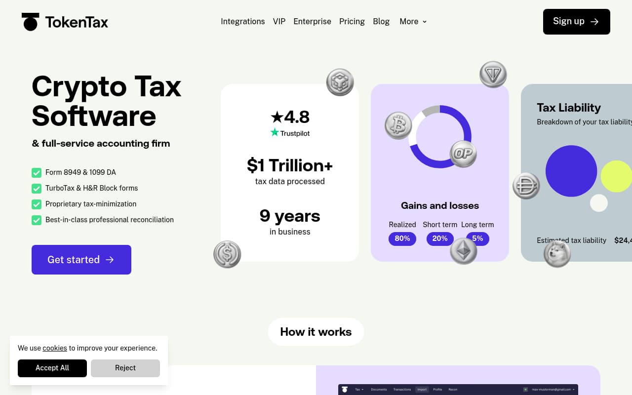 TokenTax website screenshot