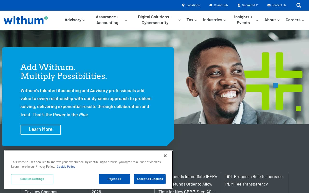 WithumSmith+Brown website screenshot