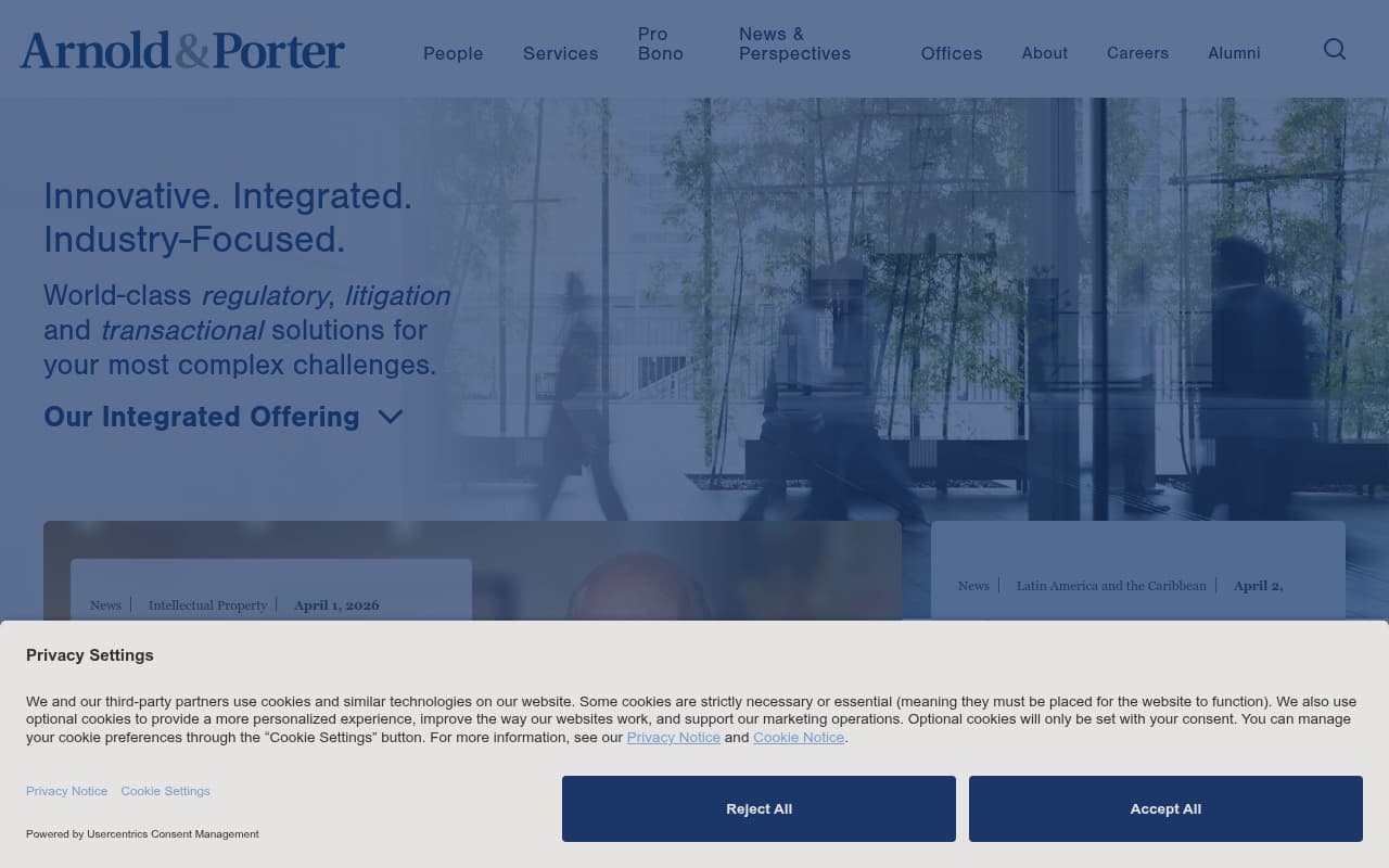 Arnold & Porter website screenshot