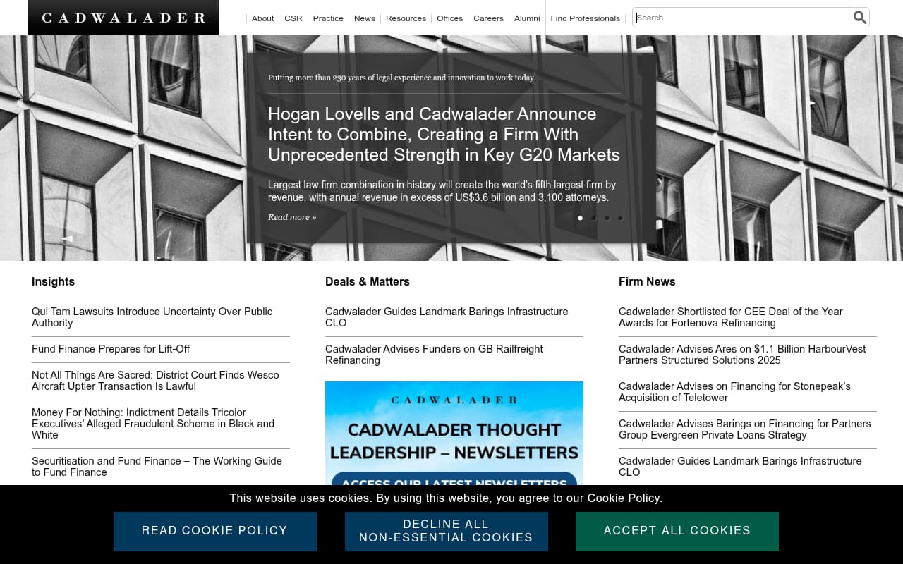 Cadwalader Wickersham website screenshot
