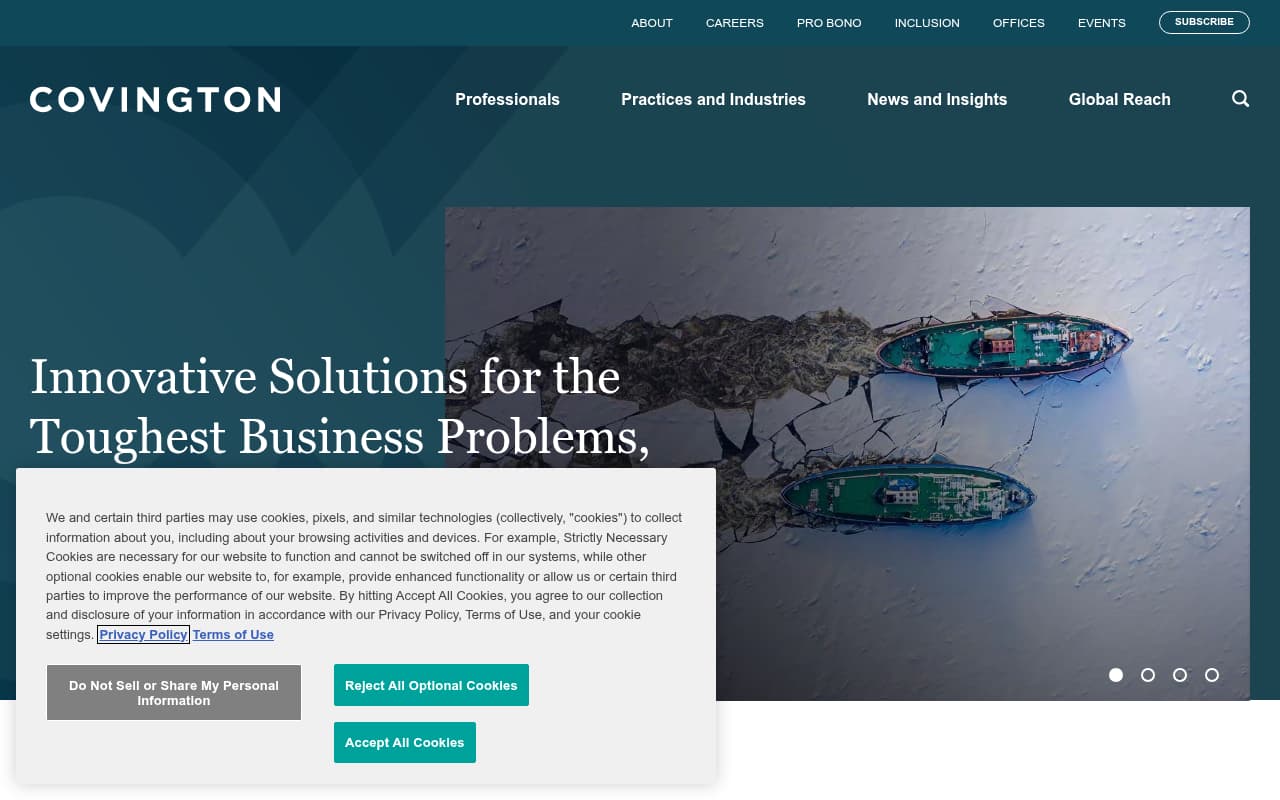 Covington & Burling website screenshot