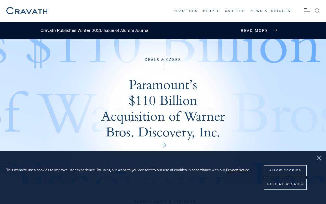Cravath Swaine website screenshot