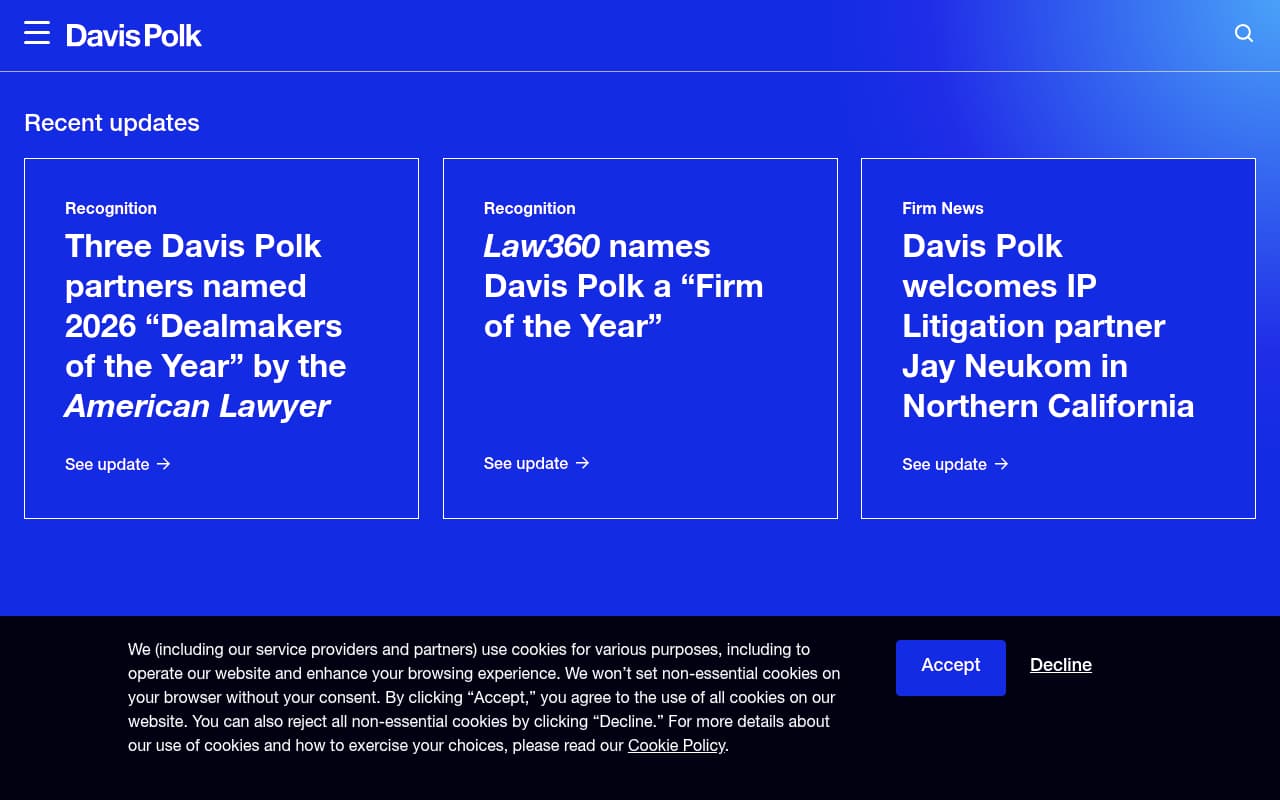 Davis Polk website screenshot