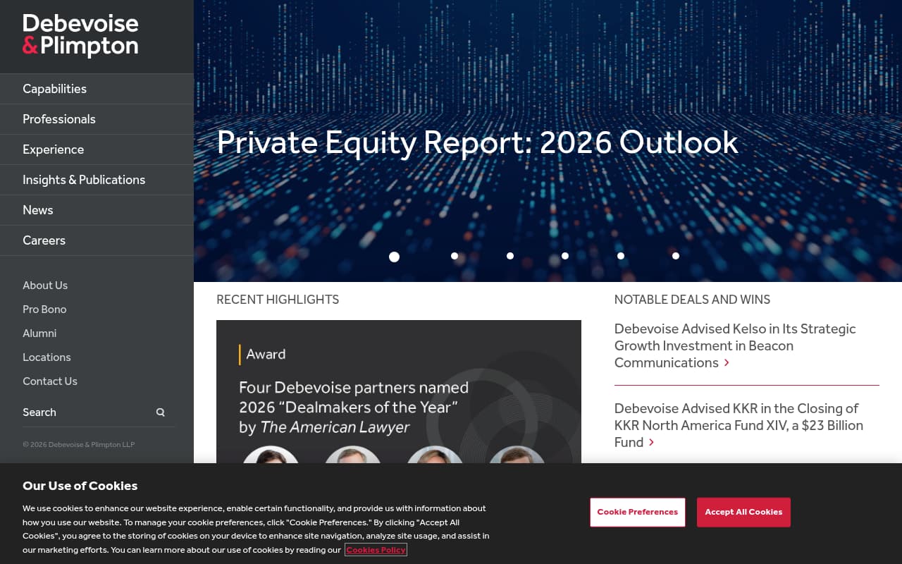 Debevoise & Plimpton website screenshot