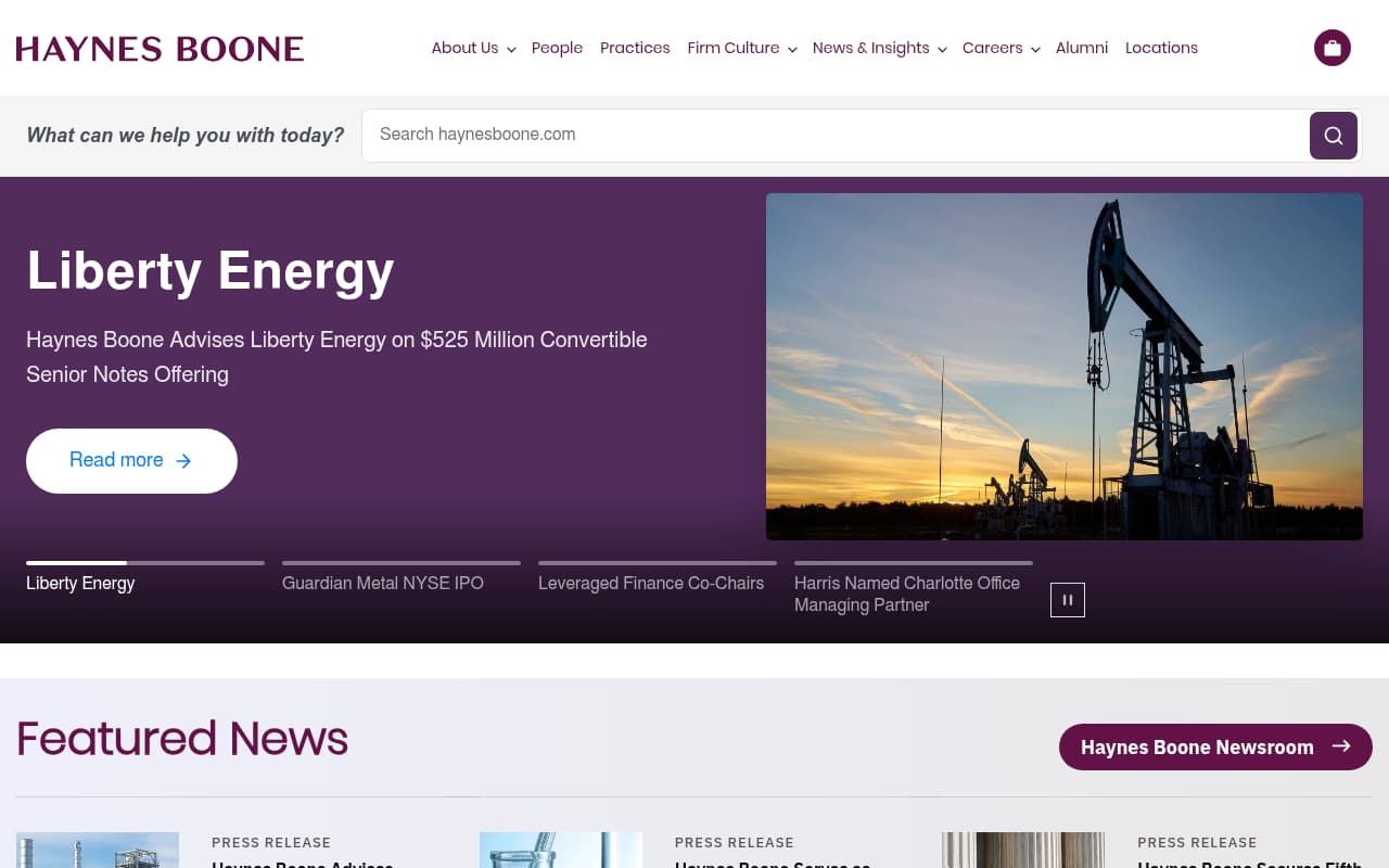 Haynes Boone website screenshot