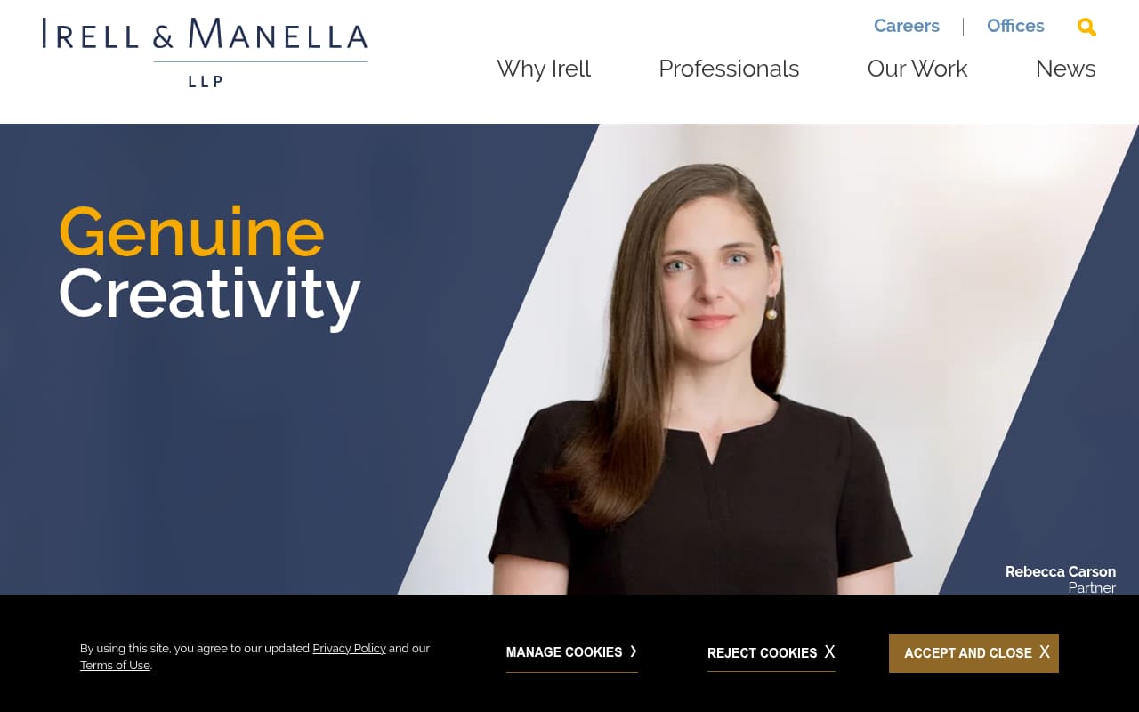 Irell & Manella website screenshot