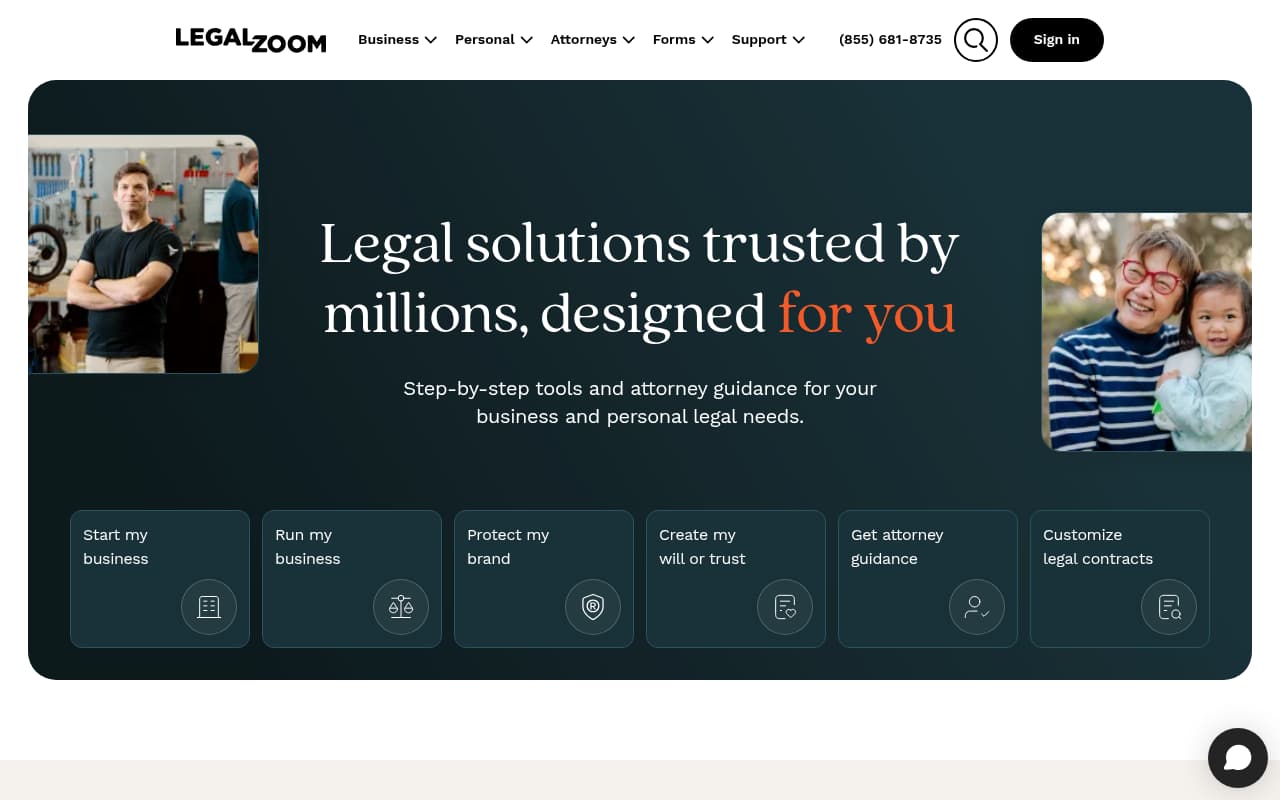 LegalZoom website screenshot