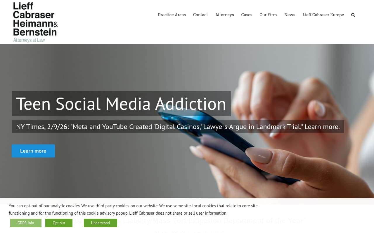 Lieff Cabraser website screenshot