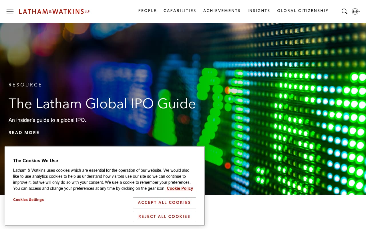 Latham & Watkins website screenshot