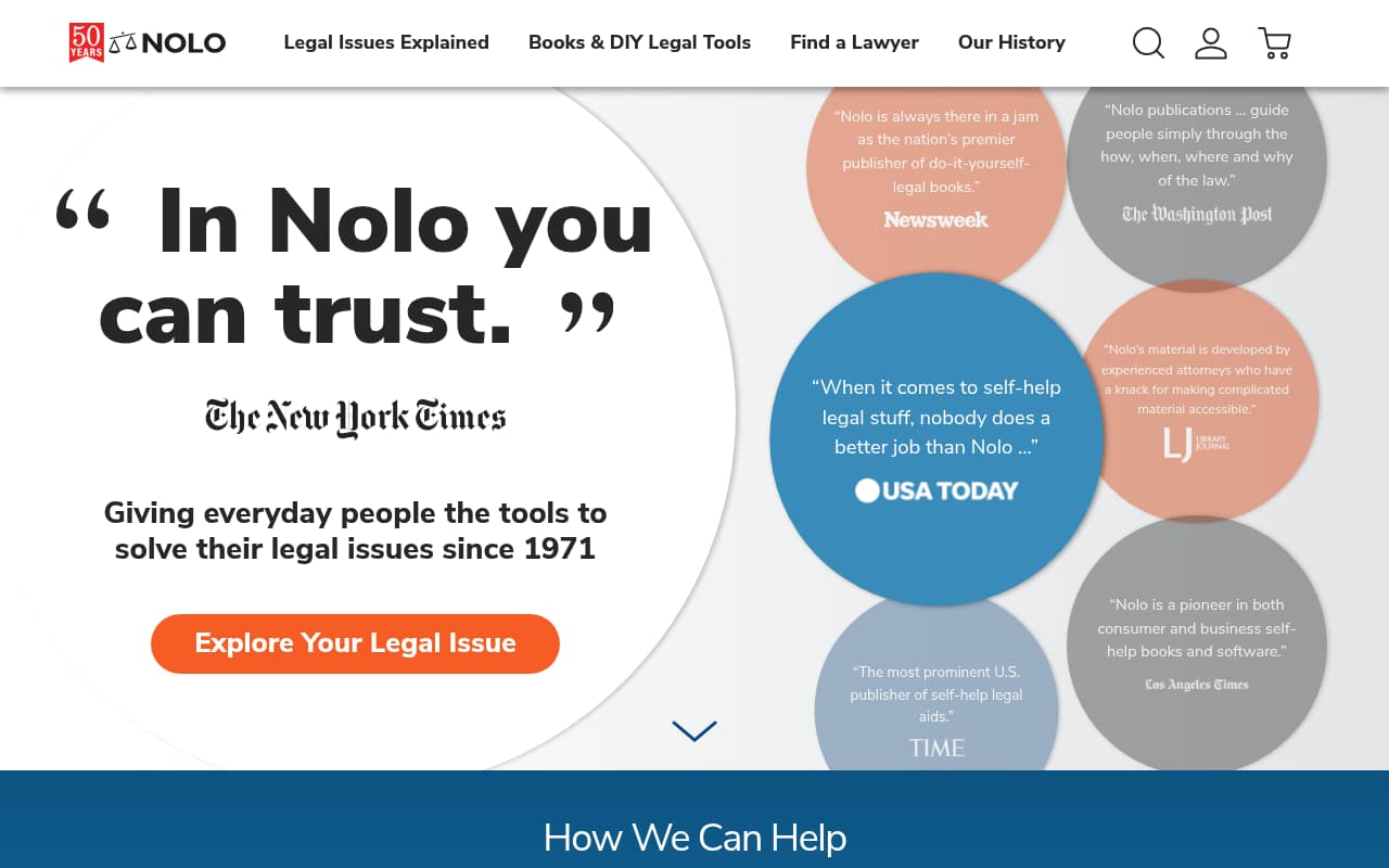 Nolo website screenshot