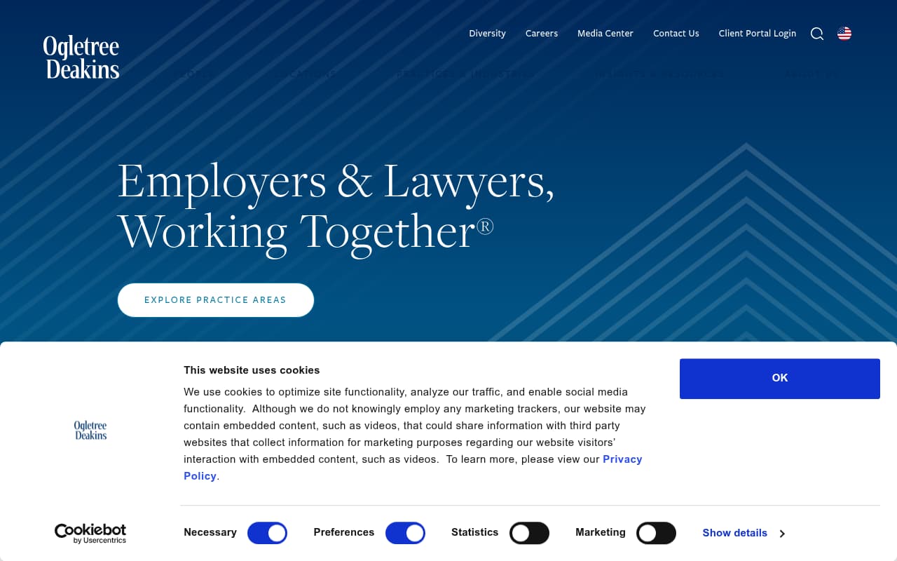 Ogletree Deakins website screenshot