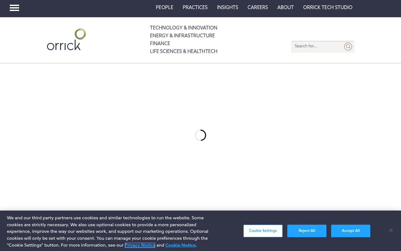 Orrick Herrington website screenshot