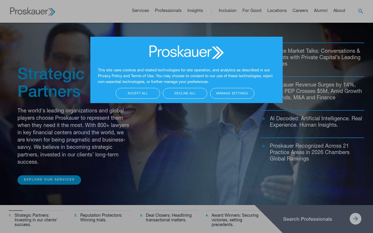 Proskauer Rose website screenshot