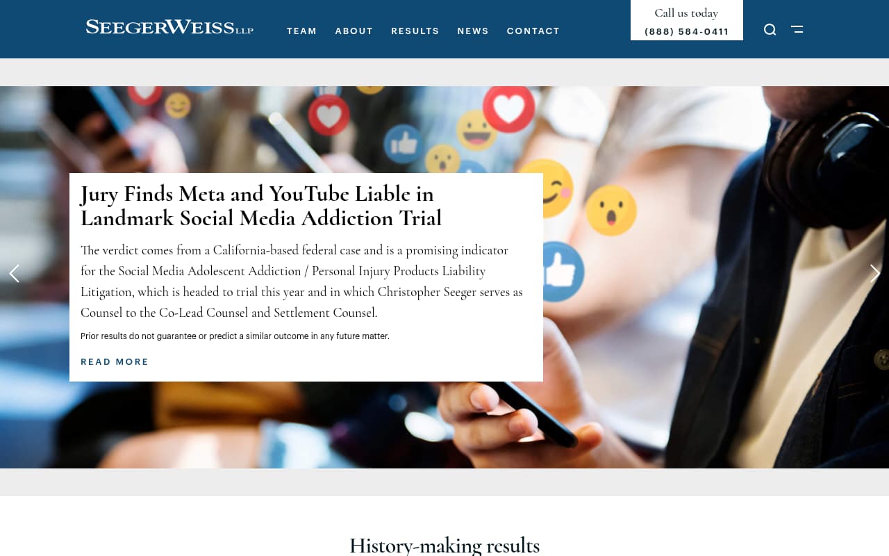 Seeger Weiss website screenshot