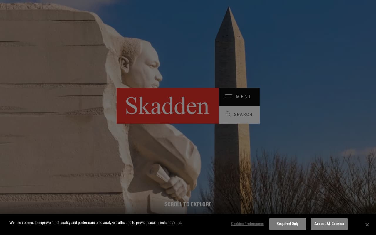 Skadden Arps website screenshot
