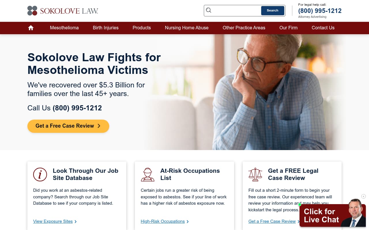 Sokolove Law website screenshot