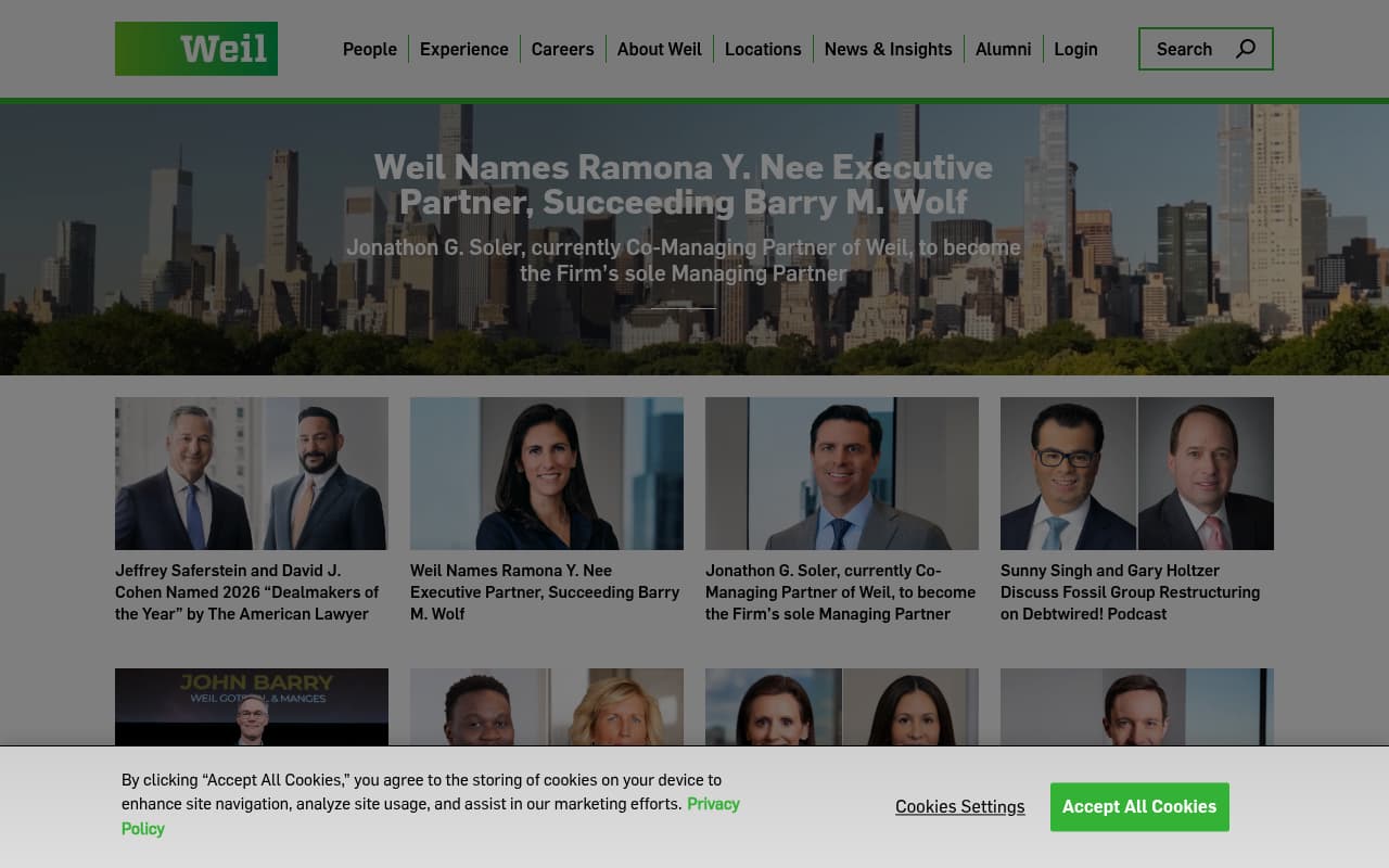 Weil Gotshal website screenshot
