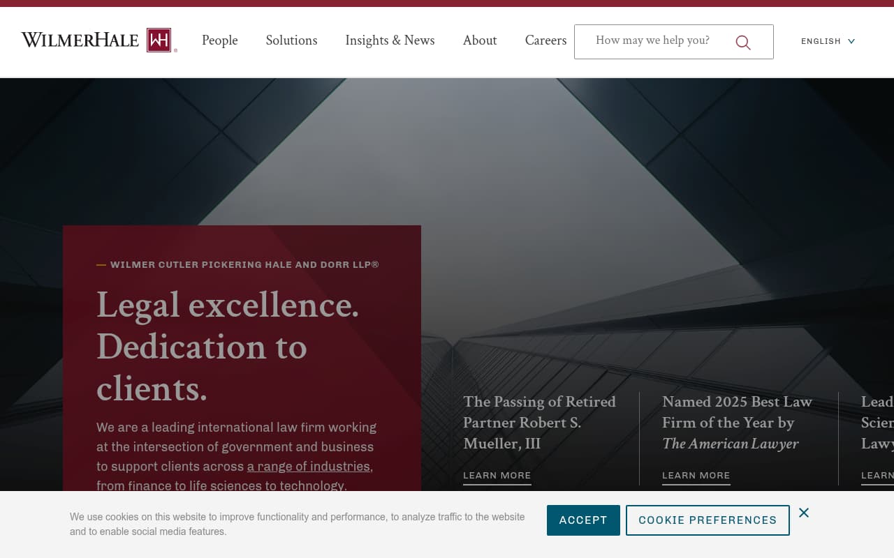 WilmerHale website screenshot