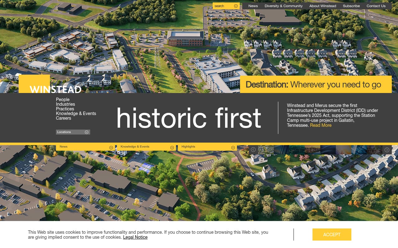 Winstead PC website screenshot