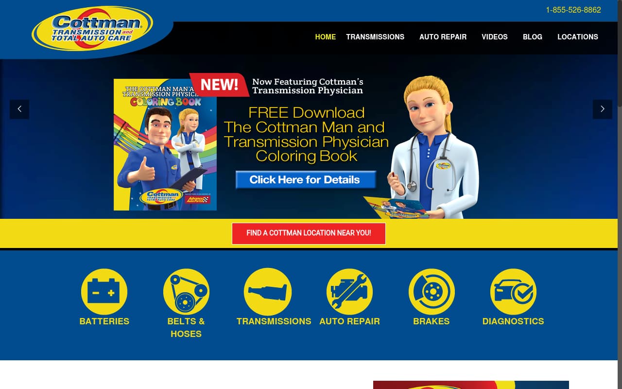 Cottman Transmission website screenshot