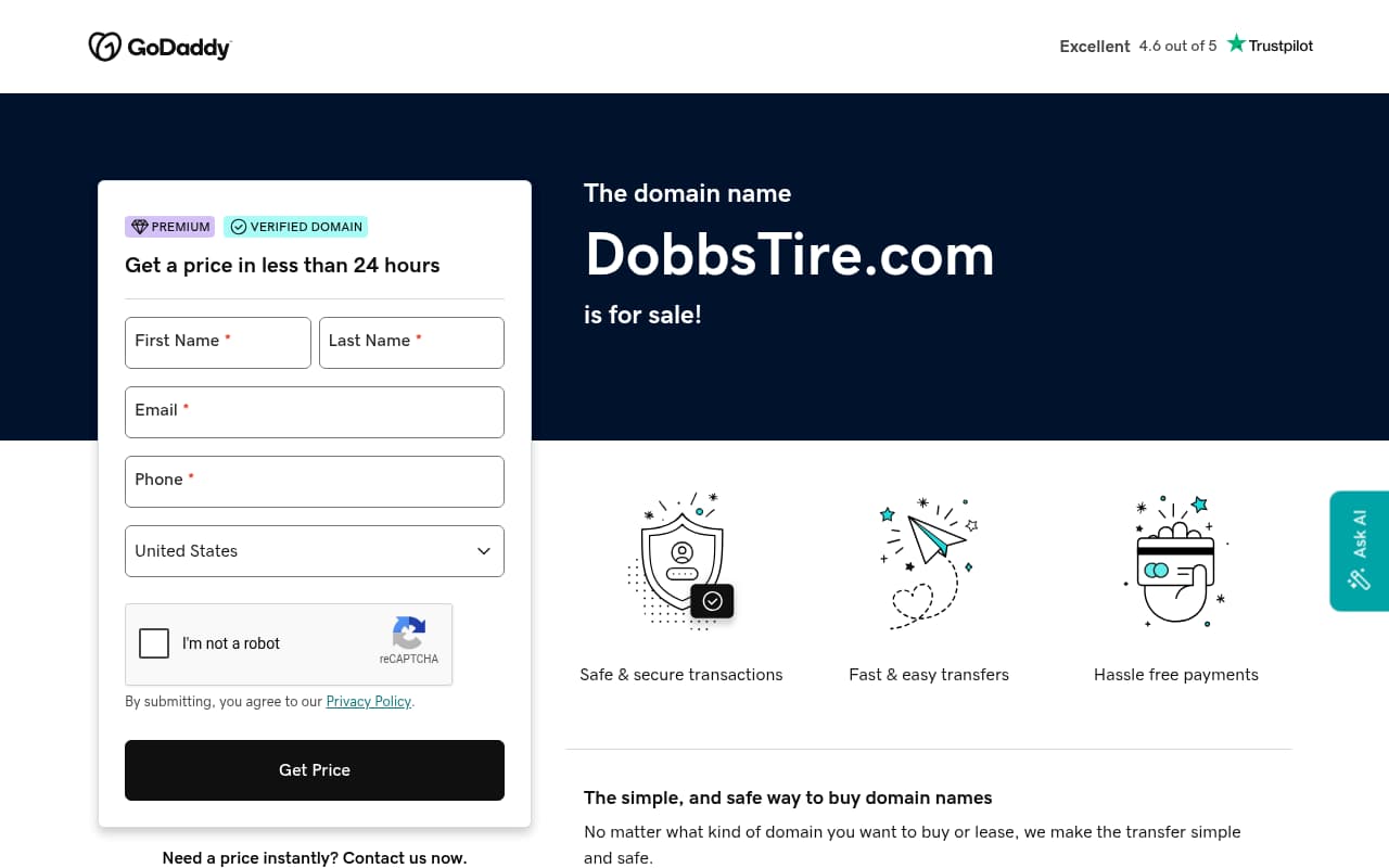 Dobbs Tire & Auto Centers website screenshot