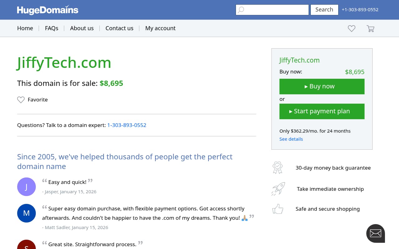 JiffyTech website screenshot