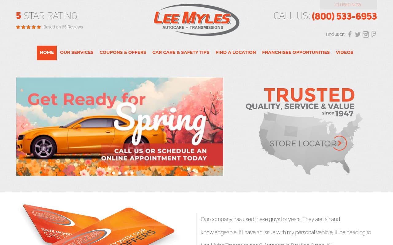 Lee Myles Transmissions website screenshot