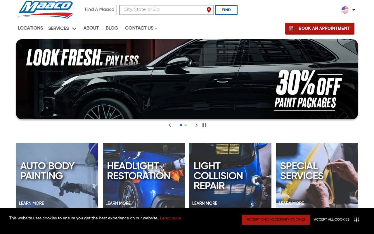 Maaco Collision Repair website screenshot