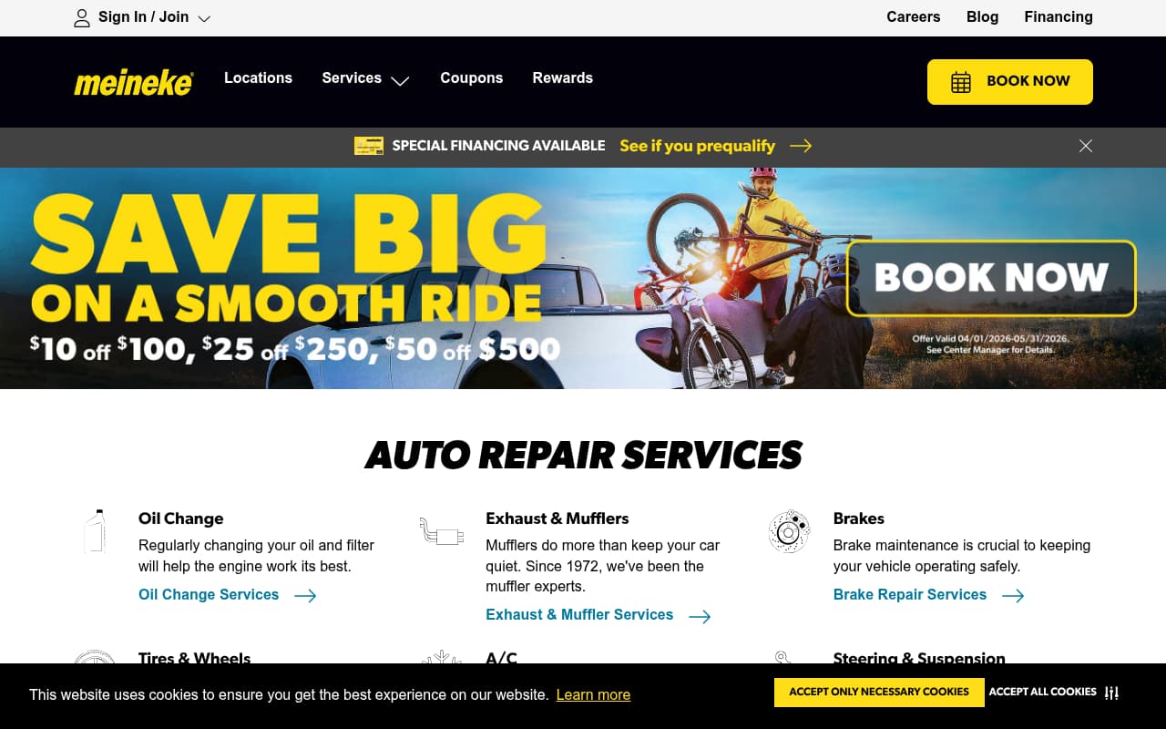 Meineke Car Care website screenshot