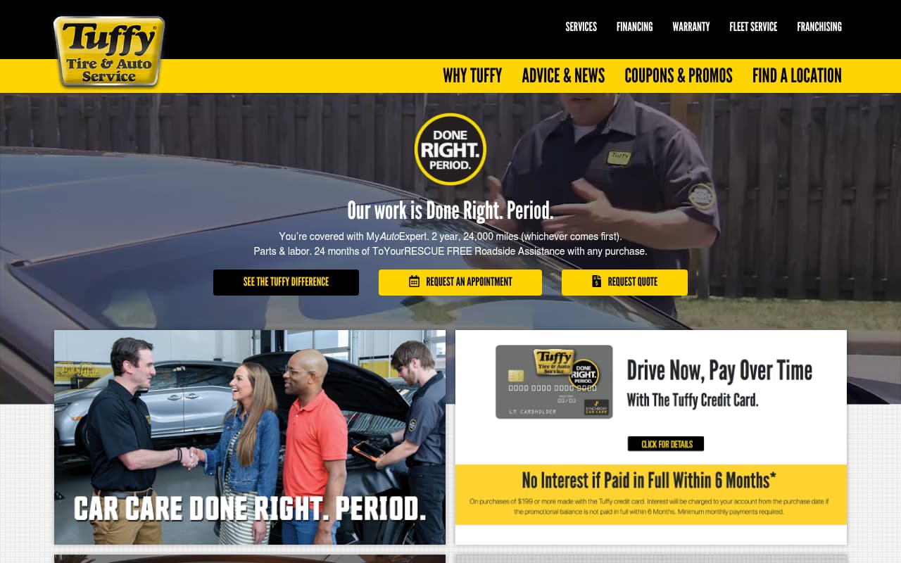 Tuffy Tire & Auto Service website screenshot