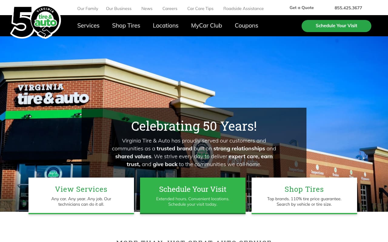 Virginia Tire & Auto website screenshot