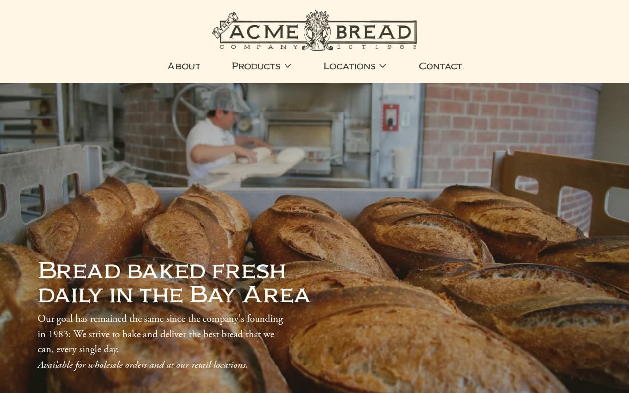 Acme Bread website screenshot