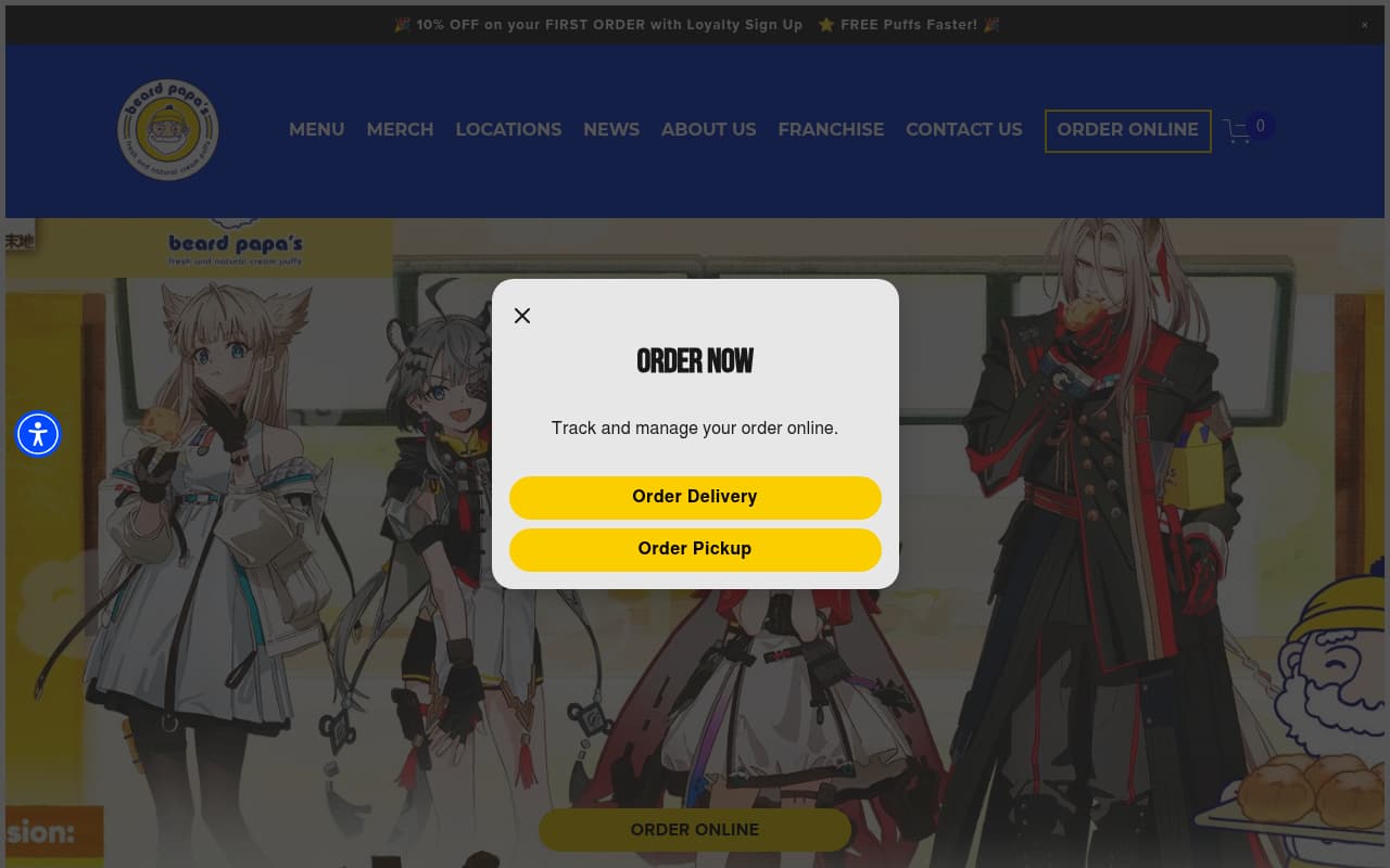 Beard Papa's website screenshot