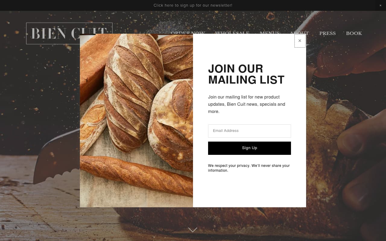 Bien Cuit website screenshot