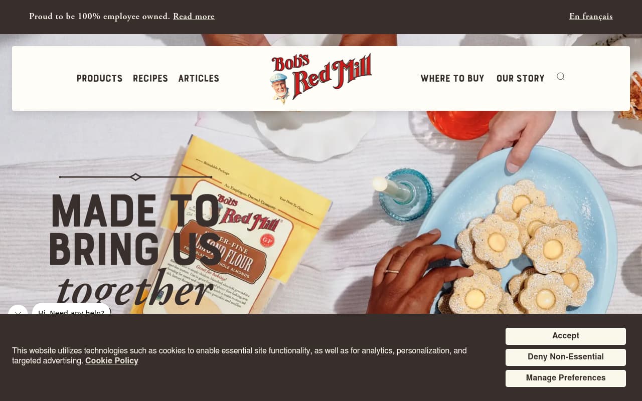 Bob's Red Mill Bakery website screenshot