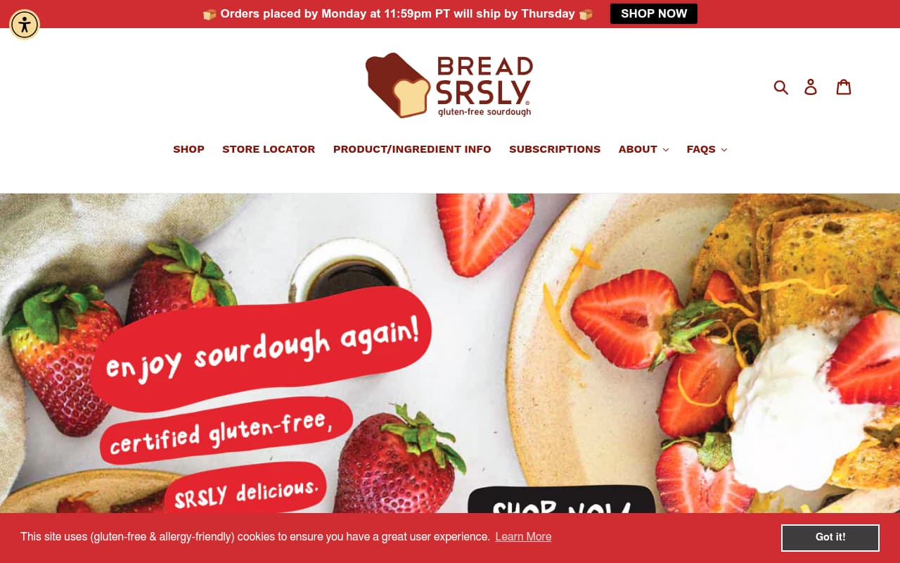 Bread SRSLY website screenshot